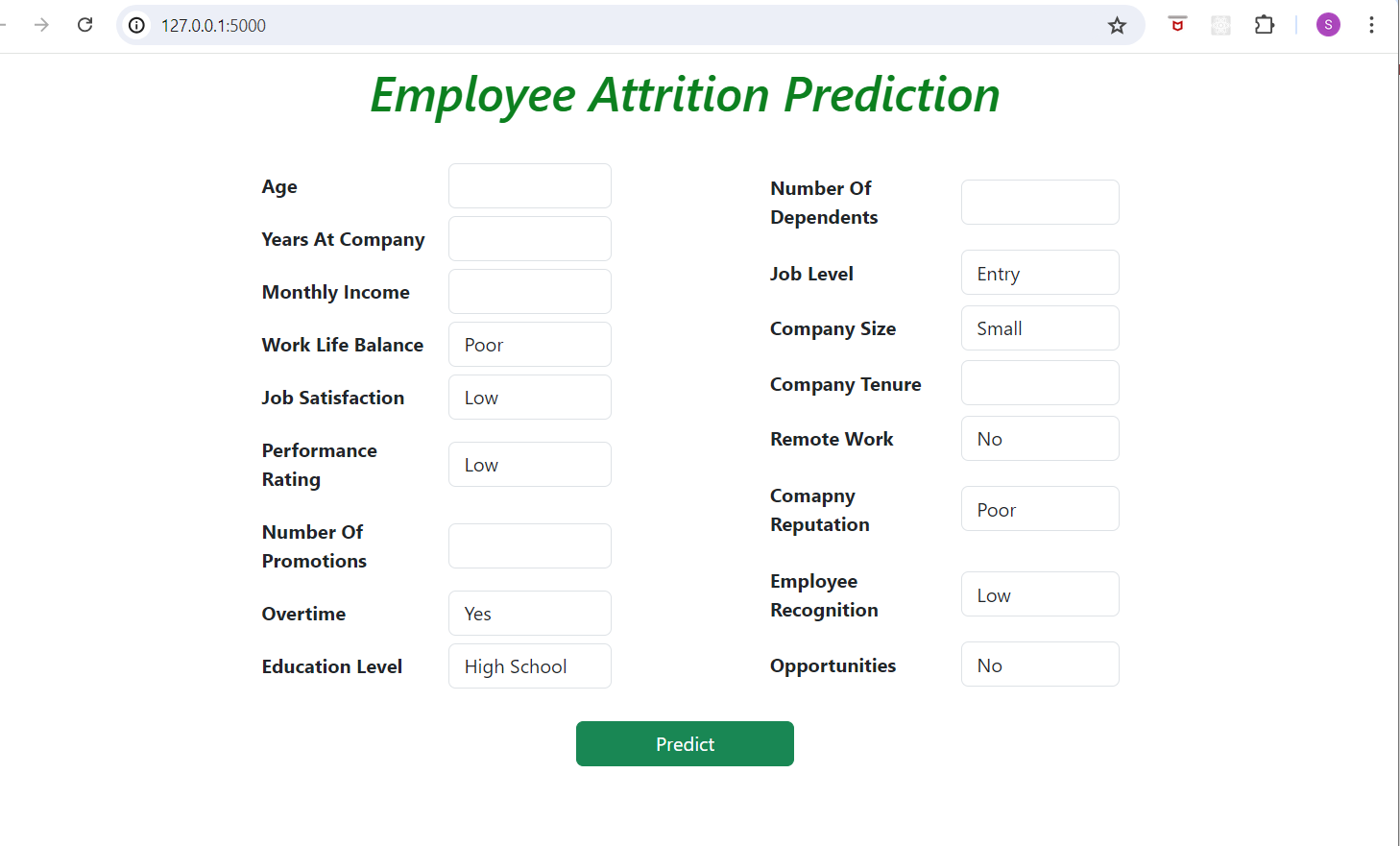 Frontend Employee Attrition Application