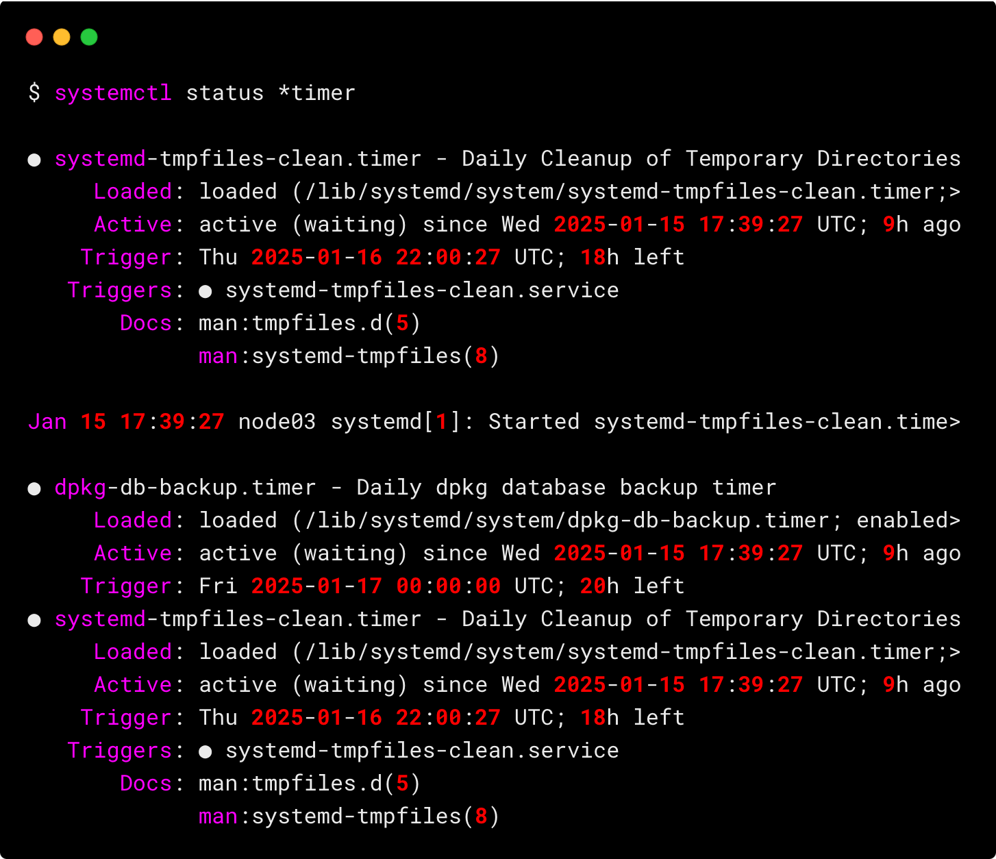 systemd default timers