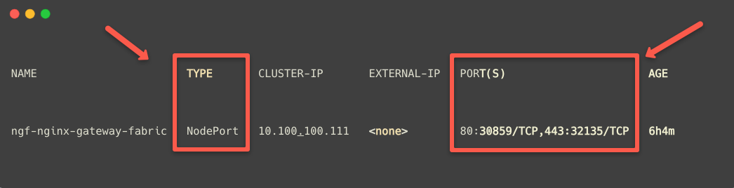 Deploying the gateway api controller with nodeport service.